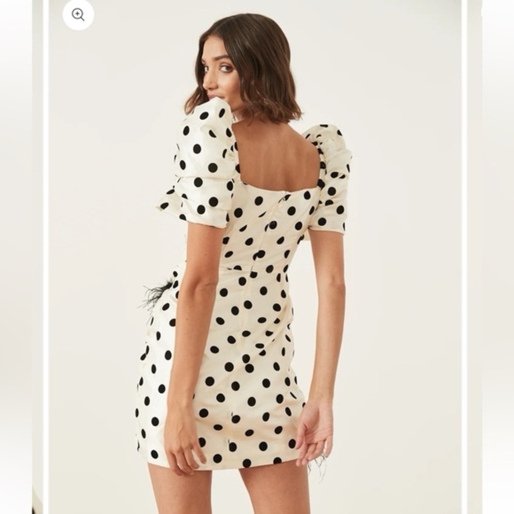 New! LPA Hailey Dress Black & White Polka Dots Mini Feather Dress 🖤 Small - Picture 3 of 15
